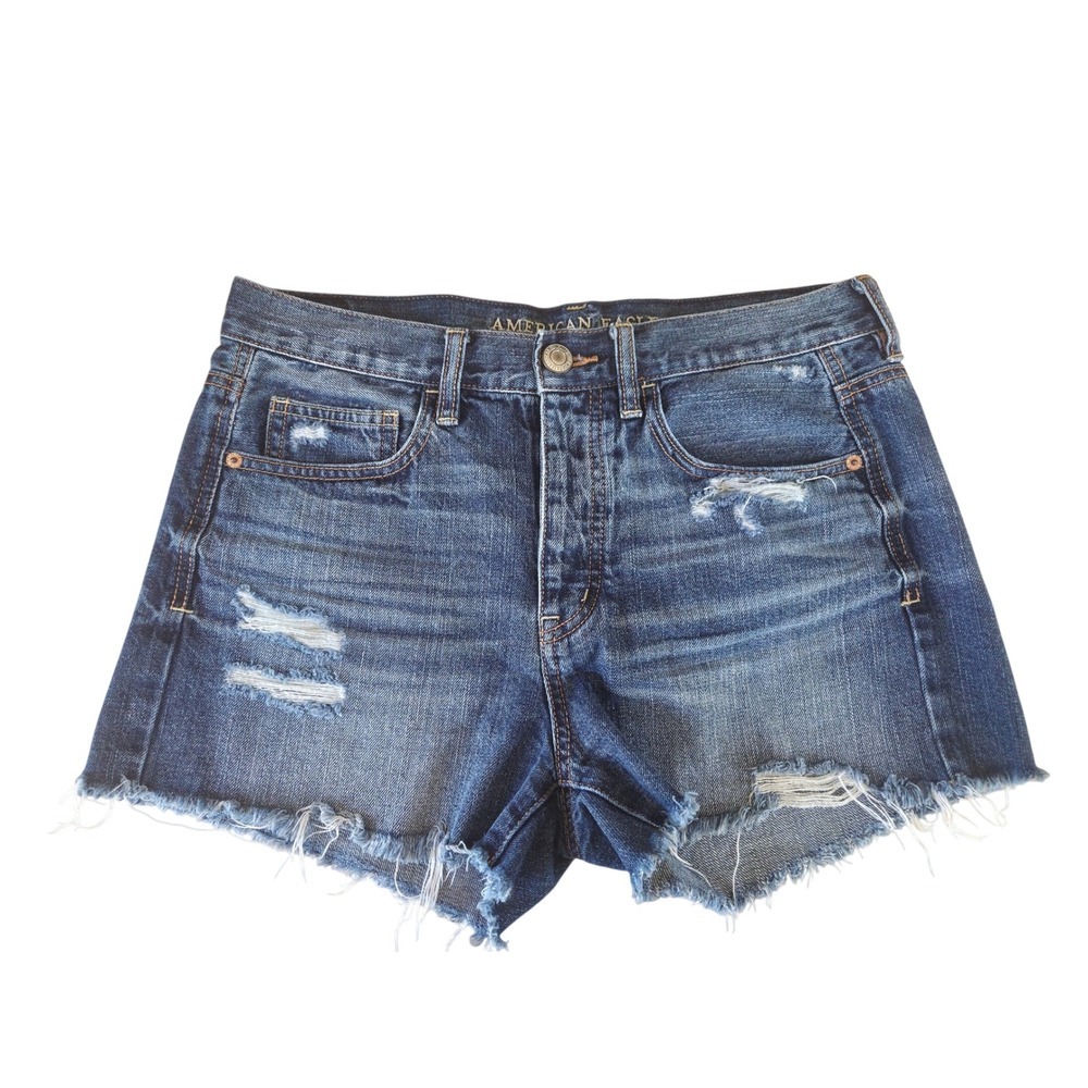 American Eagle Outfitters Womens Distressed Denim Cut Off Shorts Blue Size 4 - Picture 1 of 4